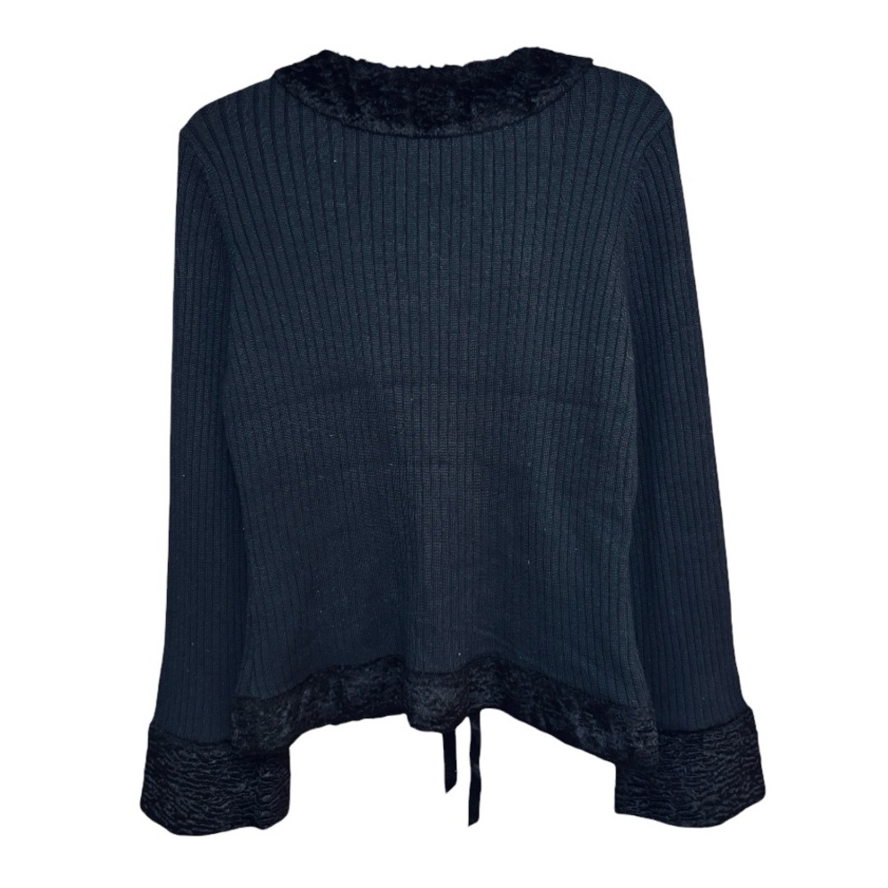 🆕NWT CITY GIRL CITY CHIC OPEN CARDIGAN WITH faux FUR TRIM AND VELVET RIBBON - Picture 4 of 6